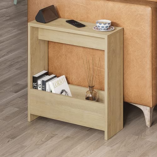 Image of HOCUS PICUS Side Table with Magazine Rack for Living Room and Office - Many Colour Options - Side/End Table - 55 x 20 x 60cm (Oak)