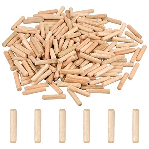 Image of 200PCS Dowels Wooden, 6mm x 30mm Wooden Dowel Pins Hardwood Dowels Wood Plugs Twill Fluted Dowel Pins Grooved Dowels Plugs Fluted Pin Wood, for Furniture Woodwork