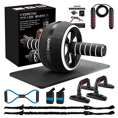 Image of Ab Roller Wheel, 10-In-1 Ab Exercise Wheels Kit with Resistance Bands, Knee Mat, Jump Rope, Push-Up Bar - Home Gym Equipment for Men Women Core Strength & Abdominal Exercise