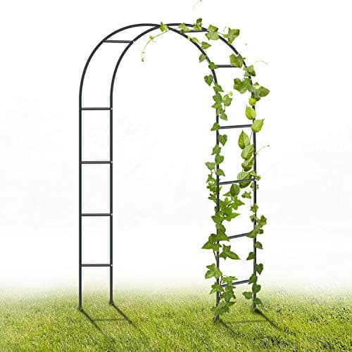 Image of YAOBLUESEA Metal Garden Arch, 2.4M Garden Archway Powder-Coated Steel Trellis for Plants Support Roses Climbing Archway Garden Decoration (Black)
