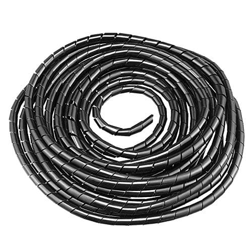 Image of GTIWUNG 9M 29.5Ft Cable Tidy Wrap Cable Management System Cutable Flexible Cable Tidy Tube Spiral Cable Tidy Sleeves 10mm/0.39'' for TV Wire Computer Cable on Home or Office, Black