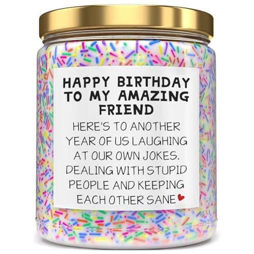 Image of Birthday Gifts for Women Friend Bestie, Lavender Birthday Cake Scent with Sprinkles Cute Gifts for Best Friend Ideas, Funny 9oz Lavender Scented Candle Gift