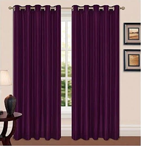 Image of Artistic Fashionista Luxurious Quality THERMAL BLACKOUT EYELET CURTAINS Readymade Fully Lined Ring Top (90" x 90", Plum)