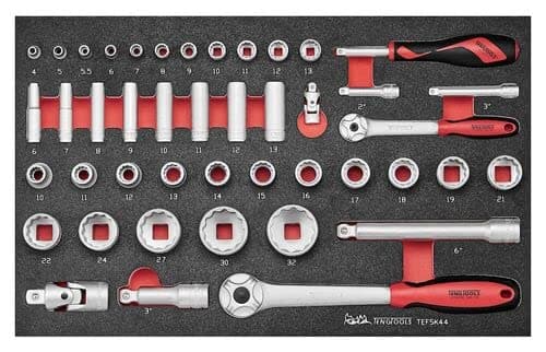 Image of Teng Tools 44 Piece Mixed Drive 12 Point & 6 Point Shallow & Deep Socket & Accessory EVA Foam Set - TEFSK44