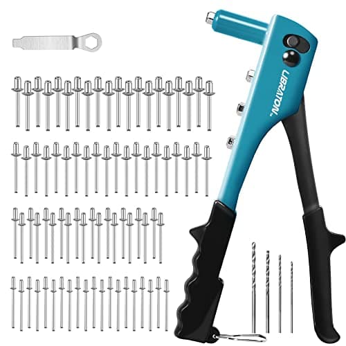 Image of Libraton Rivet Gun, Hand Riveter 80pcs Metal Rivets and 4pcs HSS Drill bits, Pop Rivet Gun, Professional Riveter Tool for Automotive, Railway, Furniture, Instrument