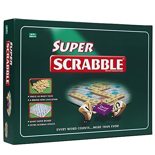 Image of Ideal Super Scrabble: Twice as Many Tiles and a Giant-Sized Board, Classic Games, for 2-4 Players, Ages 10+