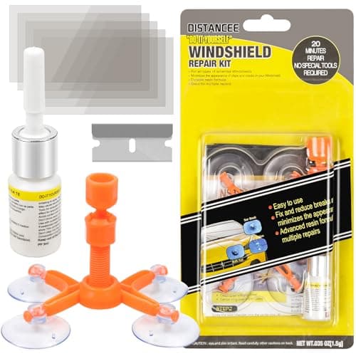Image of DISTANCEE Windscreen Repair Kit, Car Windscreen Crack Repair Kit with Durable Resin, Fix Auto Windscreen Glass Cracks, Chip, Bulls Eye, Star Break, Half Moon