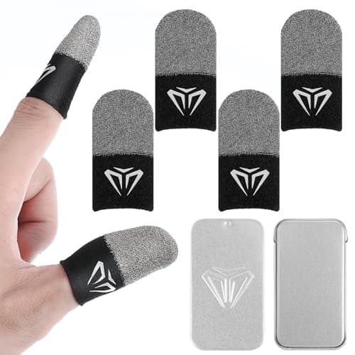 Image of Heclia 4PCS Gaming Finger Sleeves for Smart Phones Ultra-Thin 0.3mm Silver Fiber Mobile Gaming Thumb Sleeves Gloves Gamer Seamless Touchscreen Finger Cover Anti-Sweat Breathable Thumb Protector Sleeve
