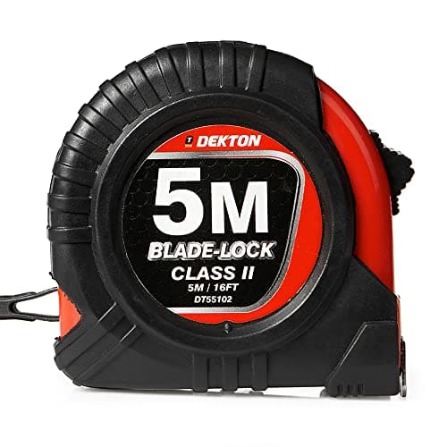 Image of Dekton 5m X 19mm Hard Case Tape Measure-5m/16ft Blade-lock| Belt Clip| Rubber Grip| High Carbon Steel| Imperial And Metric Units| Durable, Accurate, With Robust Hard Case| Easy-to-read Measurements