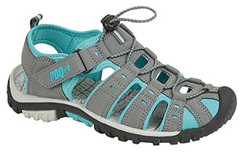 Image of Ladies PDQ Toggle & Touch Fastening Sports Trail Sandals (6 UK, Grey/Jade)