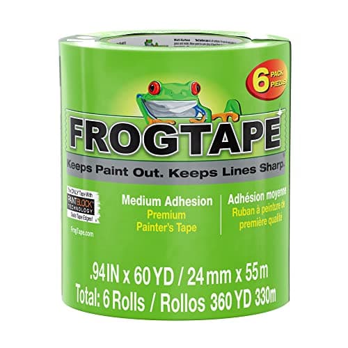Image of Frog Tape Multi-Surface Masking Tape for Painting 24mm x 55m, Decorators Tape, Painters Masking Tape for Indoor Painting & Decorating - Pack of 6