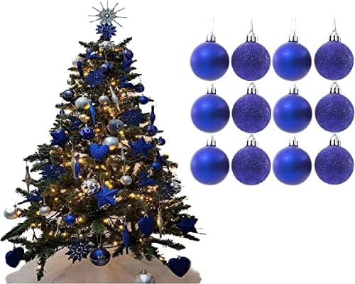 Image of UKDeals Direct® ROYAL BLUE COLLECTION CHRISTMAS DROPLET BAUBLES TREE DECORATIONS GLITTER MATT ICICLES (Pack of 12 X 38mm Baubles)