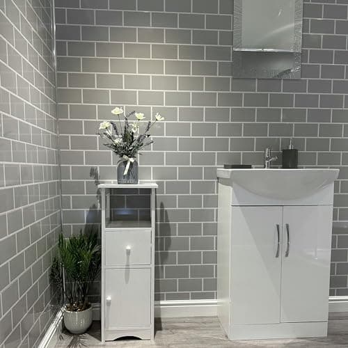 Image of DBS Grey Metro Tile Effect PVC Bathroom Cladding Shower Wet Wall Panels Kitchen (6 Panels - 3.9sqm)
