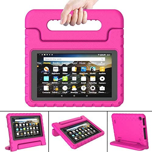 Image of Amaozn Fire 7 (5th Gen 2015) / Fire 7 (7th Gen 2017) alexa/Fire 7 (9th Gen 2019) alexa - Light Weight Shockproof Handle Foldable Stand Kids/Children Friendly EVA Foam Cover Case (pink case)