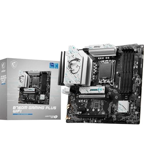 Image of MSI B760M Gaming Plus WiFi Motherboard, mATX - Supports 14th, 13th and 12th Gen Intel Core Processors, LGA 1700 - DDR5 6800+MHz/OC, 1x PCIe 4.0 x16, 2 x M.2 Gen4, 2.5G LAN, Wi-Fi 6E