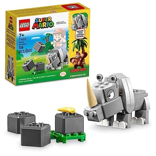 Image of LEGO Super Mario Rambi the Rhino Expansion Set, Buildable Animal Toy Figure, Small Gift to Combine with a Starter Course Game 71420