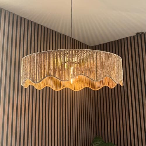 Image of CGC Lighting Indoor Ceiling lamp Shade Large 60cm Natural String Woven Easy fit Non Electrical (Francesca 60cm)