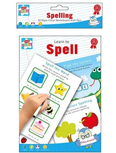 Image of Learn to Spell - 20 Wipe-Clean Spelling Worksheets with Pen