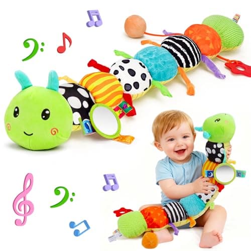 Image of Baby Toy 0 3 6 Months Music Stuffed Plush Animal Caterpillar Toy for Infant Baby Sensory Musical Toy 0-3-6 Months Tummy Time with Crinkle Rattle for Babies 6-12 Month Newborn Birthday Gifts