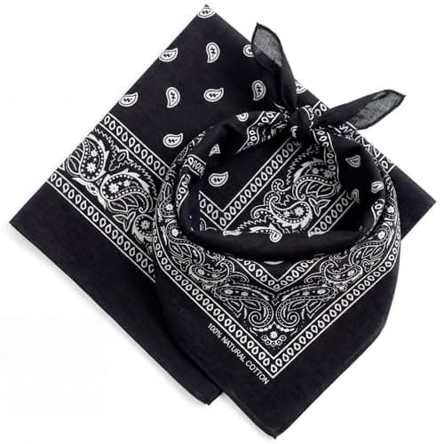 Image of AURAE Black Bandana – 100% Cotton & Natural Fibers – Black Bandana Scarf with No Polyester – Premium Quality – Soft, Durable & Machine Washable – For Men & Women – Unisex & Kids - 2 Pack