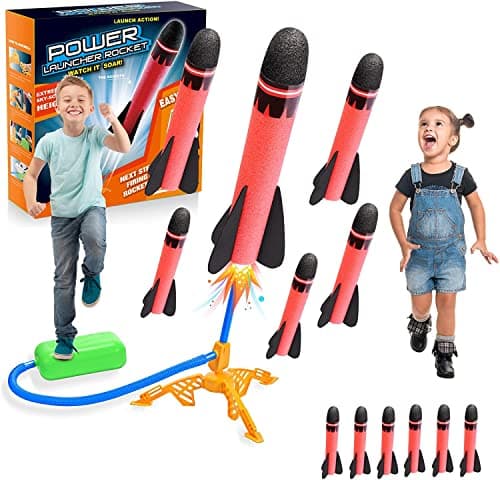 Image of Boys Toys for 3-12 Years Old Boys, With 6 Powerful Foam Rocket -Kids Toys Garden Toys Boys Girls Gifts Age 3-9 Year Old Boys Toys Age 3-9 Outdoor Birthday Gifts for Kids Toy Rockets Garden Games
