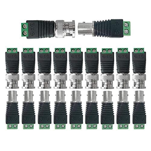 Image of Aiqeer 10 Pairs BNC Connector Adapter Set, BNC Video Balun Connector, Male Plug and Female Socket Screw Terminal Block Adapter, for Coax Cat5 Cat6 to Video Balun Surveillance Camera