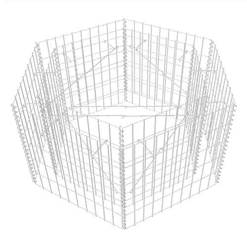 Image of vidaXL Gabion Raised Bed - Hexagonal Galvanised Steel Outdoor Garden Plant Basket 100x90x50cm - Sturdy & Weather-Resistant Border for Plants