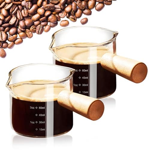 Image of 2 Pcs Double Espresso Cups Set, Espresso Glasses with 75ml Measurement Lines, Coffee Shot Glass Essential Accessories for Home Barista Beverage Modulation Tool
