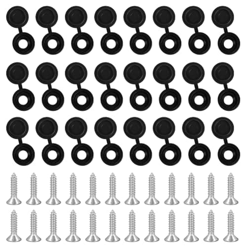 Image of Adiwo 48 PCS 304 Stainless Steel Screws and Caps Set, Number Plate Screws and Caps, Automotive Number Plate Fixing Devices, Black Screw Caps