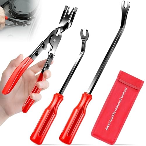 Image of 3 Piece Car Clips Removal Tool Kit with Storage Bag, Trim Rivet Removals Pry Tools Repair, Auto Clip Pliers Set & Fastener Remover for Door Panels, Dashboard, Rivets & Fasteners