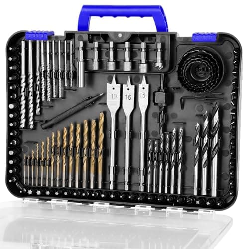 Image of C P CHANTPOWER Drill Bit Sets, 100 Pcs HSS Titanium Screwdriver Bits with Storage Case for Metal, Wood, Masonry, Includes Countersink Drill Bit Blue