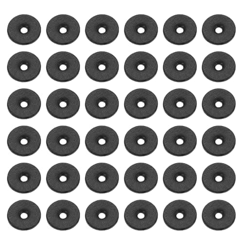 Image of PATIKIL Leather Washers, 150pcs Leather Handle Washers Spacer Cushion 1.5 mm Thick Round for Knife Handle Hammer Hatchet Badge Bicycle Seat Crafts, 12mm, Black