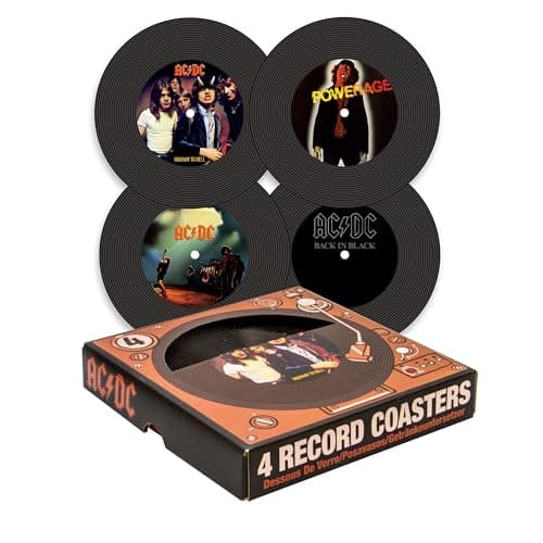 Image of Aquarius AC DC vinyl coasters, Medium, multicolor