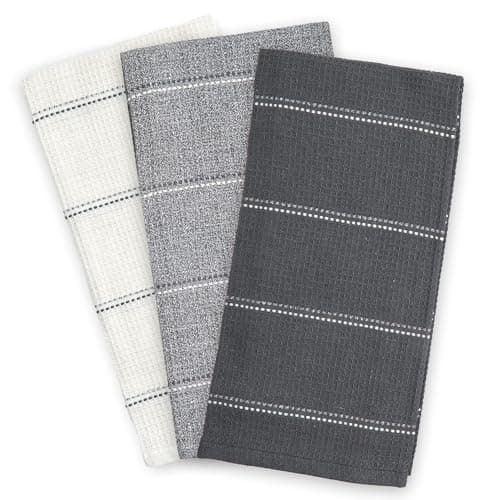 Image of Emma Barclay Utopia 3 Pack Waffle Kitchen Tea Towel Set (45x65cm) (Grey)