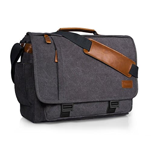Image of Estarer 15.6 Inch Laptop Bag,Mens Water Resistant Canvas Messenger Satchel Briefcase Shoulder Bag for Work