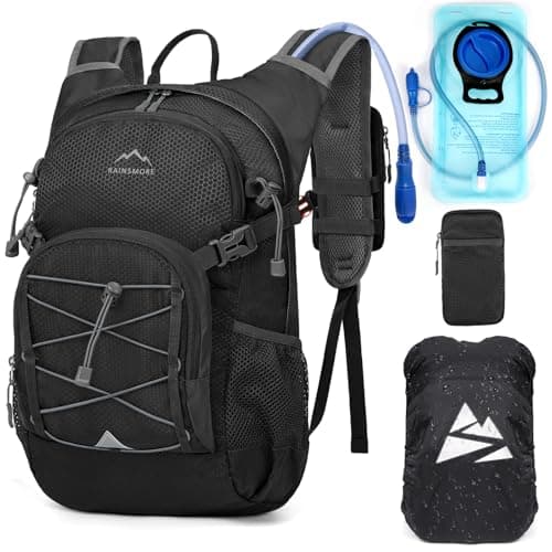 Image of RAINSMORE Hydration Backpack with 2L Hydration Bladder Lightweight Insulated 18L Hiking Backpack with Rain Cover for Men Women Water Backpack for Running Cycling Biking Climbing