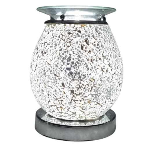 Image of Cello Silver Mosaic Touch Electric Wax Melt & Oil Burner – Scented Fragrance Diffuser, Home & Living Room Décor, Night Light, Bedroom & Office Accessories Present Gift Touch Control