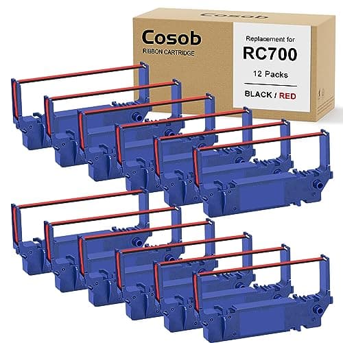 Image of Cosob 12 Pack Compatible Ribbon Replacement for SP700 Printer Ribbon SP700 SP-700 RC700 RC-700 Use with Star SP700 SP700BR RC700BR SP712 SP712R SP717 SP742R SP747 SP740 Printer (Black and Red)