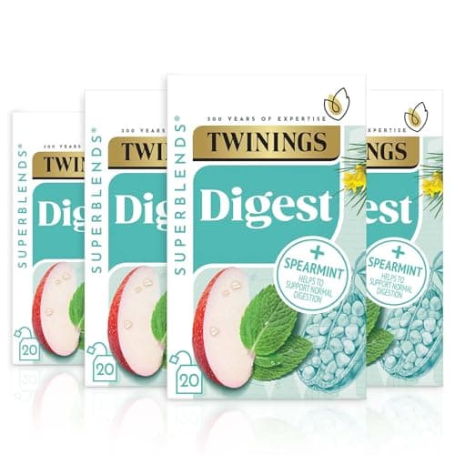 Image of Twinings Superblends Digest Tea, Spearmint Herbal Tea Infusion with Apple, Rooibos and Baobab, 20 Count (Pack of 4)