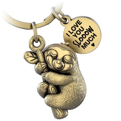 Image of FABACH Dreamy Sloth Keyring - Cute Sloth Lucky Charm for Women - Sloth Key Ring Best Friend - Key Ring Sloth Gift for Sloth Lovers, Antique bronze, 1, Modern