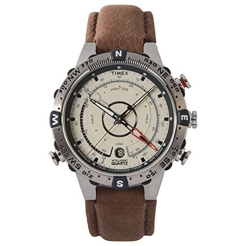 Image of Intelligent Quartz Timex Men's Quartz Strap Watch with Yellow Dial Analogue Display and Brown Leather