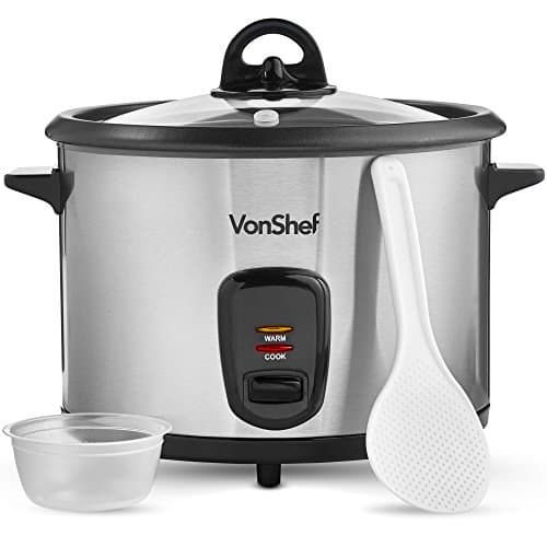 Image of VonShef Rice Cooker 1.8L - Electric Rice Steamer for 8 with Keep Warm Function 700W - Removable Non-Stick Pot, Measuring Cup and Spatula