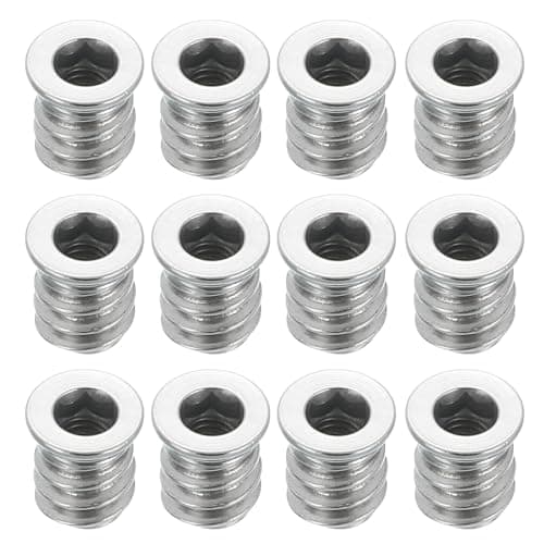 Image of sourcing map 12Pcs Threaded Inserts Nuts, M4x10mm Hex Socket Drive Nut Inserts for Wood - 304 Stainless Steel Screws Furniture Screw in Nuts Bolt Fastener Connector Wood