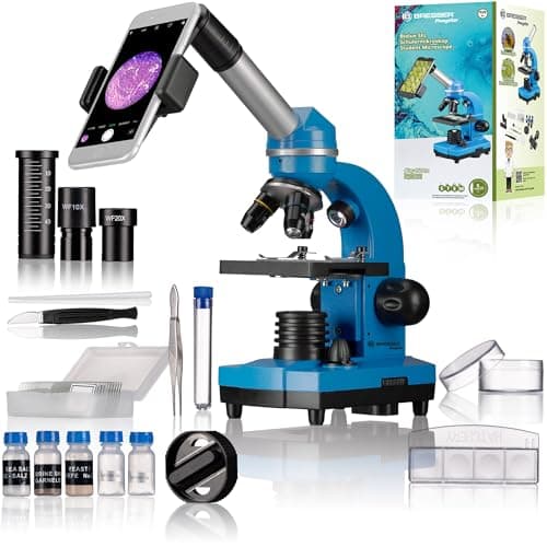 Image of Bresser Biolux SEL Junior Student Microscope with Smartphone Holder, Extensive Accessories and Barlow Zoom System for Children, Beginners and Adults