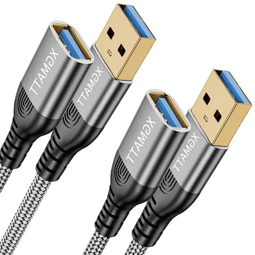 Image of XGMATT USB 3.0 Extension Cable (2M-2pack), USB Type A Male to Female 5Gbps Data Sync USB Extender Cord Compatible with Printer, Scanner, Keyboard,HTC Vive,Card Reader,Camera, Oculus Rift,PS VR,Grey
