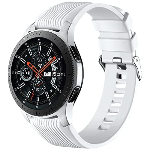 Image of Mastten 22mm Silicone Strap Compatible With Samsung Galaxy Watch 46mm /Galaxy Watch 3 45mm /Gear S3 Frontier/Classic, Soft Silicone Sport Wristband Replacement Straps For Men Women, White