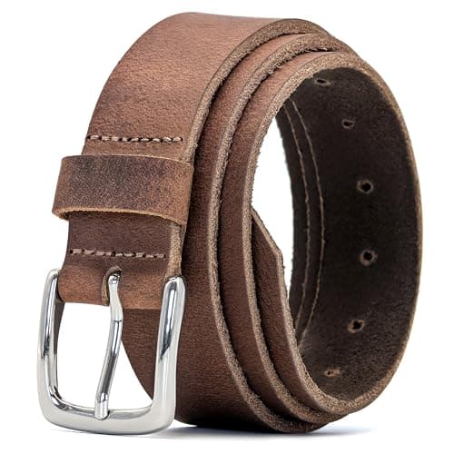Image of Ashford Ridge 35mm Real Leather Belt - Made in Dorset, England - Mens - Womens - Unisex for Jeans and Trousers - Soft Vintage Brown Large (Nickel Free)