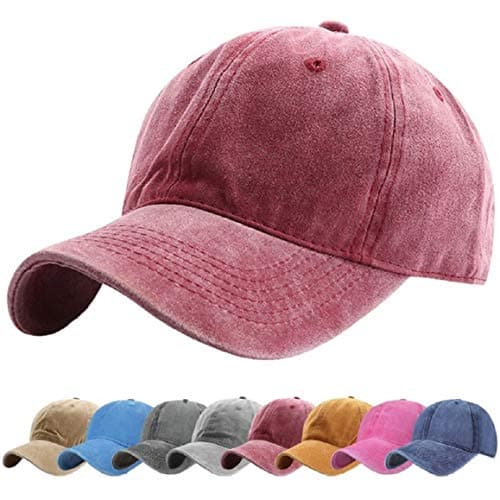 Image of UMIPUBO Unisex Vintage Baseball Cap Adjustable Baseball Cap Outdoor Sports Solid Hats (Wine)