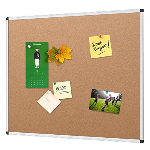 Image of VIZ-PRO Cork Notice Board, 90x60cm, Silver Aluminium Frame