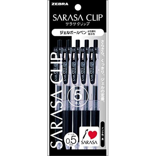 Image of 5 pieces P-JJ15-BK5 Zebra Sarasa gel ballpoint pen clip black 0.5 (japan import)